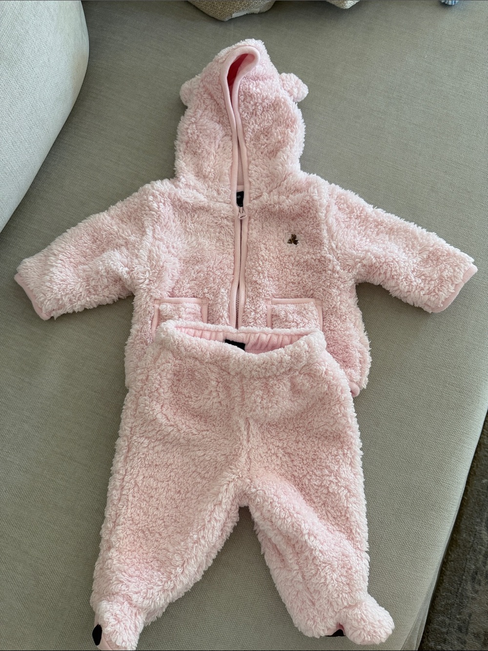 GAP Pink Teddy Fleece Hooded Jacket & Pants Set